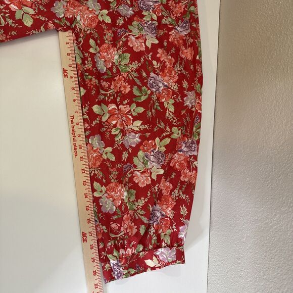 Vintage Laura Ashley Size M Playsuit Jumpsuit Romper Red Floral Cottagecore Crop - Picture 9 of 12